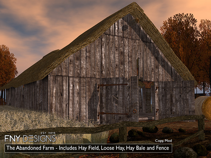 Second Life Marketplace FNY Designs Old Abandoned Barn / Farm